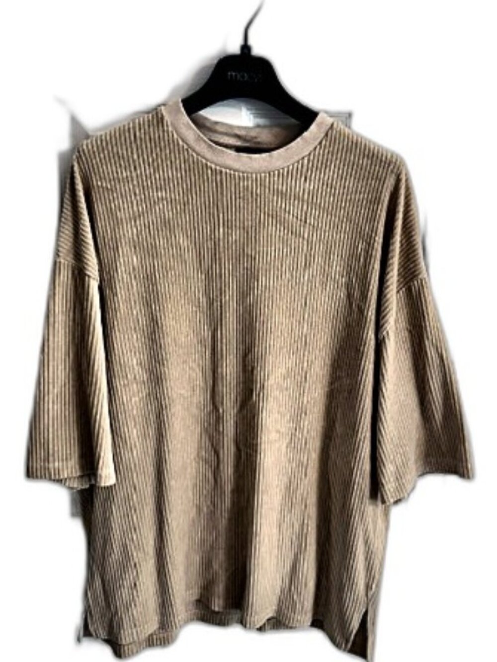 ASOS Design Men's Oversized Ribbed T-Shirt Tan Size L